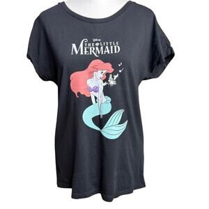 Disney UNIQLO The Little Mermaid Ariel Black Graphic Tee Small